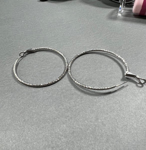 Italian ORO Sterling Silver big hoop earrings Rhodium plated No Tarnish