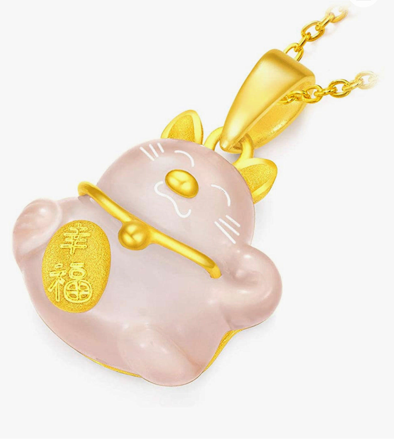 Vivienne Maneki Neko Pendant, 3 Golds, Lacquer & Diamonds