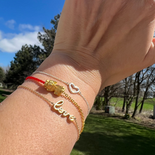 14K Yellow Gold Love adjustable chain bracelet