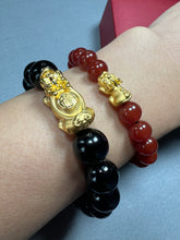 24K 999.9 Pure Gold Pixiu Red Agate bracelet