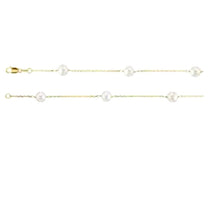 14K Yellow Gold Chain 5mm White Pearls Station necklace