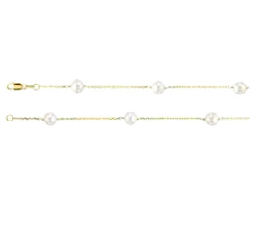 14K Yellow Gold Chain 5mm White Pearls Station necklace