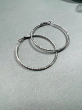 Italian ORO Sterling Silver big hoop earrings Rhodium plated No Tarnish