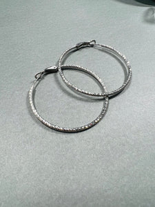 Italian ORO Sterling Silver big hoop earrings Rhodium plated No Tarnish