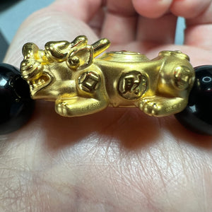 ChowTaifook 24K 999.9 Pure Gold Black Agate bracelet