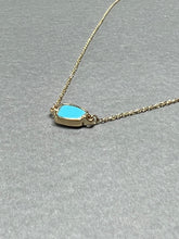 Italian ORO 14K Yellow Gold Blue Turquoise pendant necklace