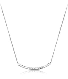 18K White Gold bar smiley face necklace