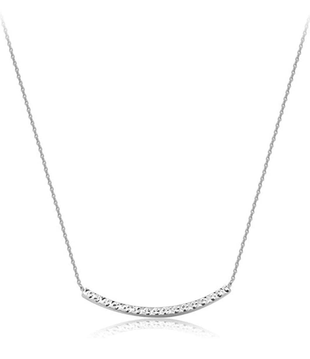 18K White Gold bar smiley face necklace