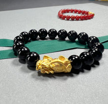 ChowTaifook 24K 999.9 Pure Gold Black Agate bracelet