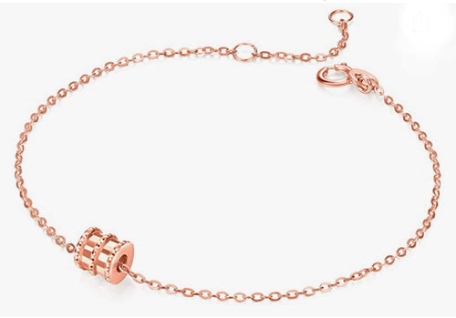 ChowTaifook 18K Rose Gold Floating Barrel shaped charm adjustable bracelet