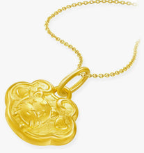 24K Pure Gold Year of Tiger Blessing longevity lock charm pendant