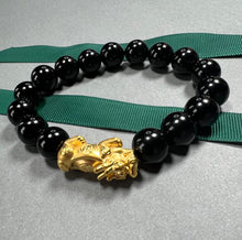 ChowTaifook 24K 999.9 Pure Gold Black Agate bracelet