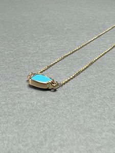 Italian ORO 14K Yellow Gold Blue Turquoise pendant necklace