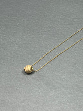 Italian ORO 14K Yellow Gold floating Satin Ball pendant necklace