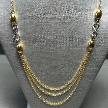 14K Italian Yellow & White Gold Infinity Three strands chain necklace