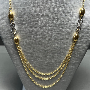 14K Italian Yellow & White Gold Infinity Three strands chain necklace