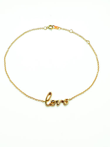 14K Yellow Gold Love adjustable chain bracelet