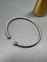 Italian ORO Sterling Silver adjustable Oval bangle bracelet Rhodium plated No Tarnish