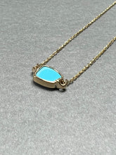 Italian ORO 14K Yellow Gold Blue Turquoise pendant necklace