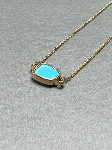 Italian ORO 14K Yellow Gold Blue Turquoise pendant necklace