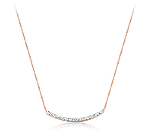 18K Rose & White Gold Bar Smiley Face Necklace