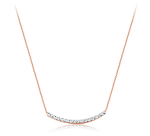 18K Rose & White Gold Bar Smiley Face Necklace