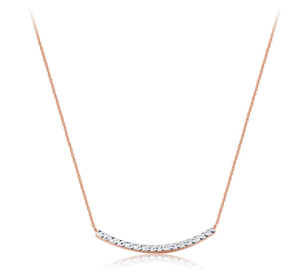 18K Rose & White Gold Bar Smiley Face Necklace