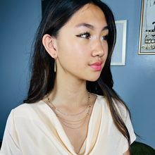 Italian 14K Yellow Gold Tear drop dangle line earrings